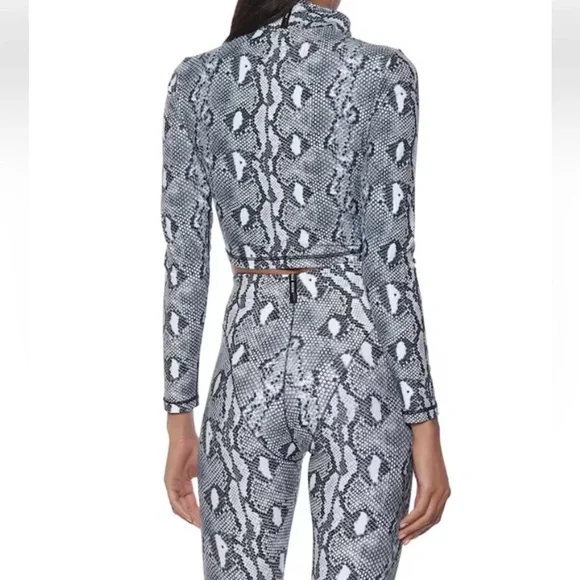 Adam Selman Python print cropped top sweatshirt zipper S $180 NEW - Picture 4 of 10